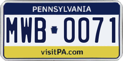 PA license plate MWB0071