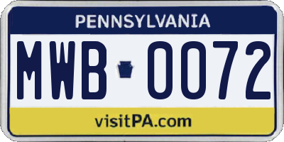 PA license plate MWB0072