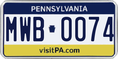 PA license plate MWB0074
