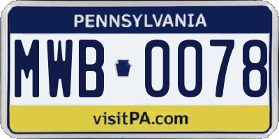 PA license plate MWB0078