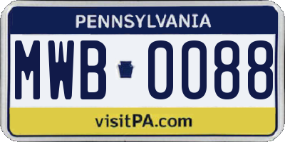 PA license plate MWB0088