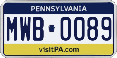 PA license plate MWB0089