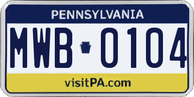 PA license plate MWB0104