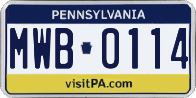 PA license plate MWB0114