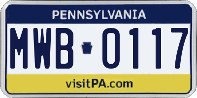 PA license plate MWB0117