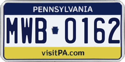 PA license plate MWB0162