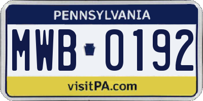 PA license plate MWB0192
