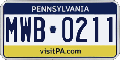 PA license plate MWB0211