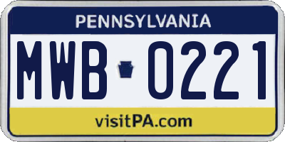 PA license plate MWB0221