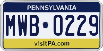 PA license plate MWB0229