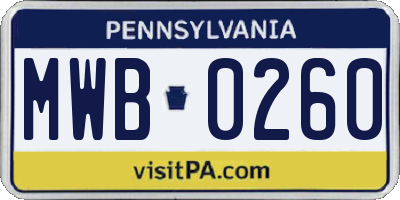 PA license plate MWB0260
