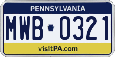 PA license plate MWB0321