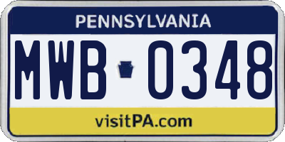 PA license plate MWB0348