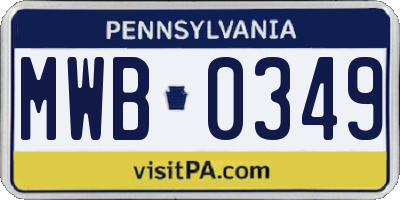 PA license plate MWB0349