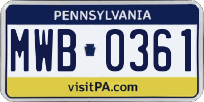 PA license plate MWB0361
