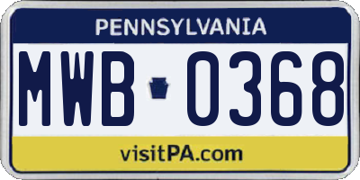 PA license plate MWB0368