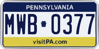 PA license plate MWB0377