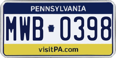 PA license plate MWB0398