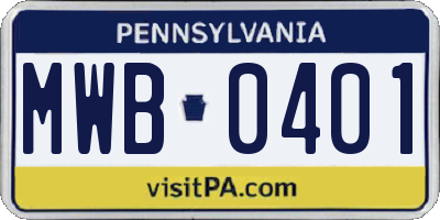 PA license plate MWB0401