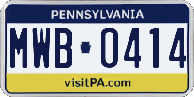 PA license plate MWB0414