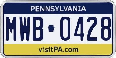 PA license plate MWB0428