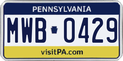 PA license plate MWB0429