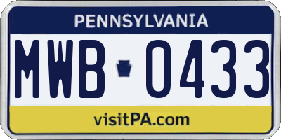 PA license plate MWB0433