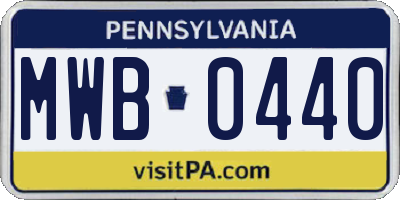 PA license plate MWB0440