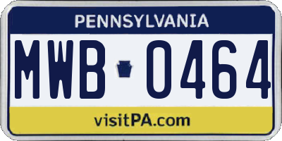 PA license plate MWB0464