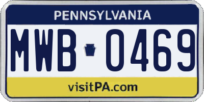 PA license plate MWB0469