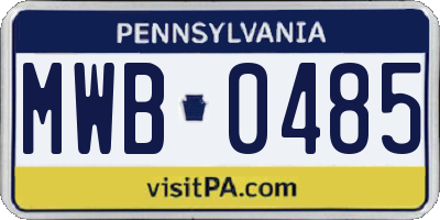 PA license plate MWB0485