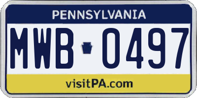 PA license plate MWB0497