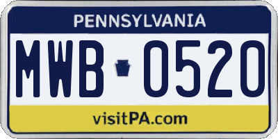 PA license plate MWB0520