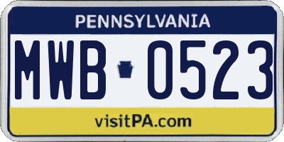 PA license plate MWB0523