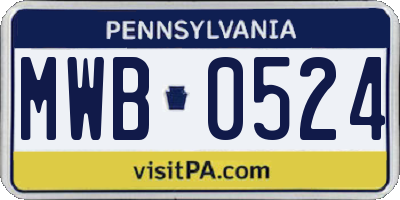 PA license plate MWB0524