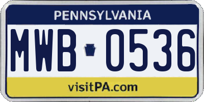 PA license plate MWB0536