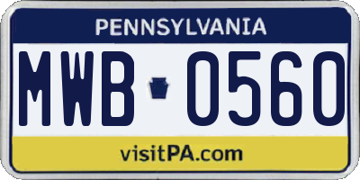 PA license plate MWB0560