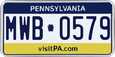 PA license plate MWB0579