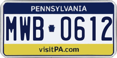 PA license plate MWB0612