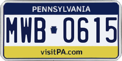 PA license plate MWB0615