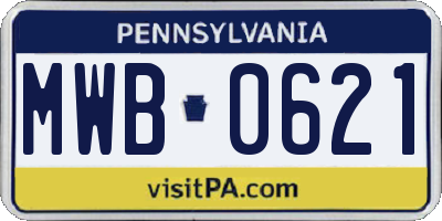 PA license plate MWB0621