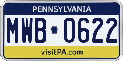 PA license plate MWB0622
