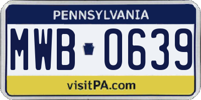 PA license plate MWB0639