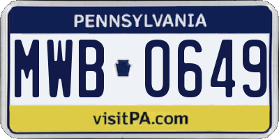 PA license plate MWB0649