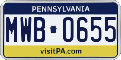 PA license plate MWB0655
