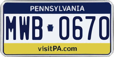 PA license plate MWB0670
