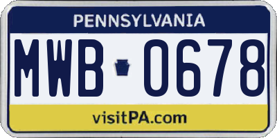 PA license plate MWB0678
