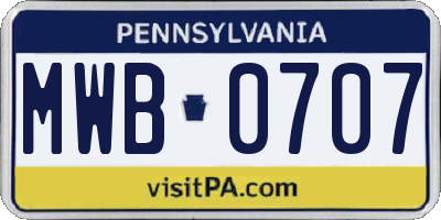 PA license plate MWB0707