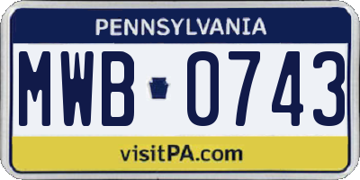 PA license plate MWB0743