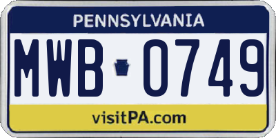 PA license plate MWB0749